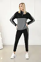 Повседневный женский спортивный костюм с капюшоном черный "Flex" Норма и батал