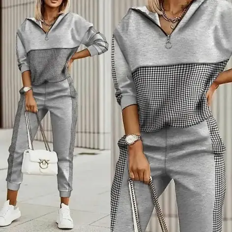 Демісезонний спортивний костюм жіночий з капюшоном сірий "Flex" Норма та батал, фото 1