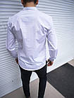 Чоловіча класична сорочка біла бавовняна однотонна комір-стійка, фото 2