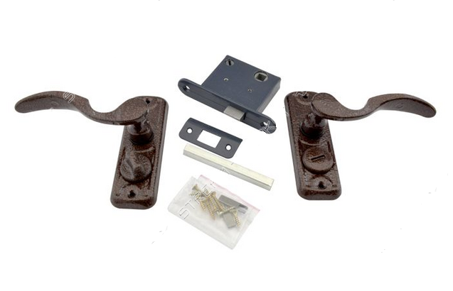 nacha　0324 Ручка защелка Тандем ЗЩ-4А на планке коричневая с фиксатором