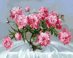 Розмальовки за номерами BrushMe Рожеві півонії в скляній вазі (BRM8881) 40 х 50 см