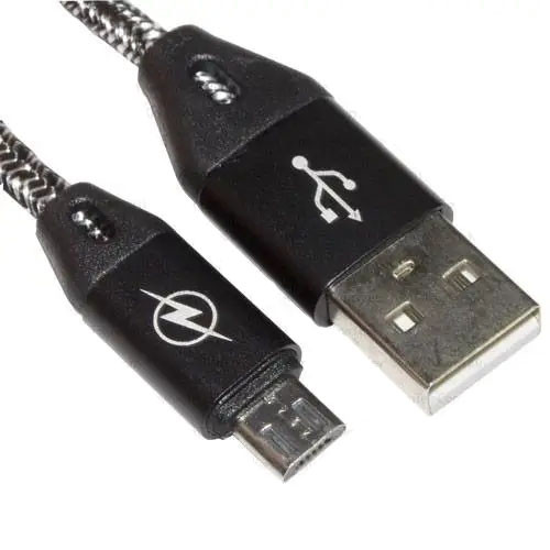 Шнур штекер USB А - штекер micro USB, в сітці, 1м, чорний