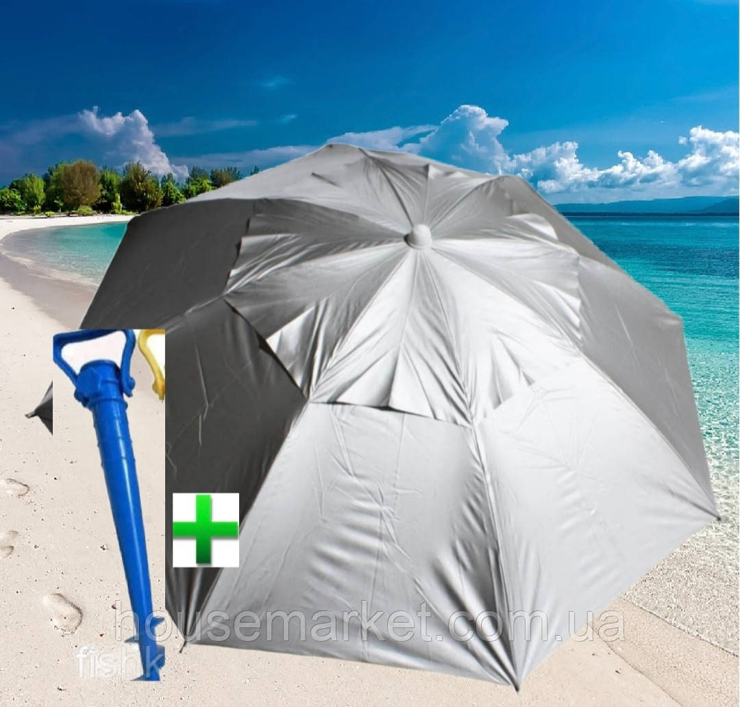 Пляжний зонт 1,6 м з нахилом купола, з повітряним клапаном + чохол - фото 1 - id-p1409687821