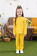 Детски костюм рубчик желто - лимонного цвета для девочки 8365 на рост 92 - 104