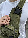 Чоловіча тактична сумка слінг через плече у кольорі хакі ||, фото 6
