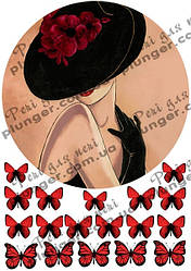 Картинка для кондитерских виробів Жіноча (На торт круг, прямокутник) (лист А4)