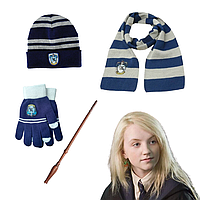 Набор Полумны Лавгуд 4 в 1: Шапка + Перчатки + Шарф + Волшебная палочка | Косплей Harry Potter Cosplay