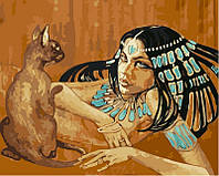 Рисуем по номерам DIY Babylon Египтянка с кошкой худ Фаттах Галла (VP424) 40 х 50 см