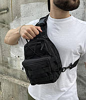 Мужская тактическая сумка слинг через плечо в черном цвете ||