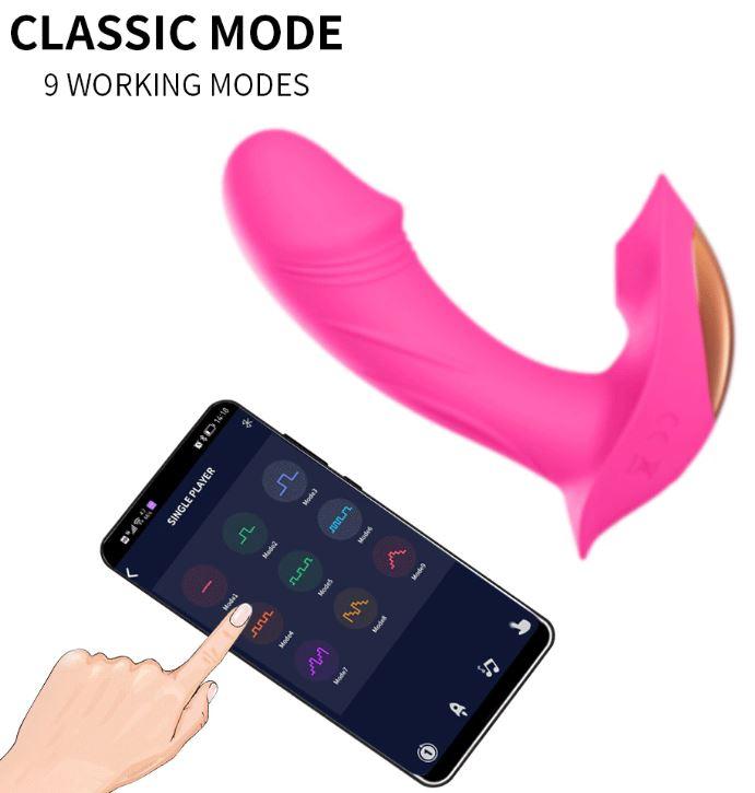 Вакуумний подвійний вібратор скритого носіння з керуванням смартфоном, фото 1