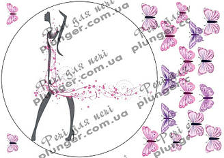 Картинка для кондитерских виробів Жіноча (На торт круг, прямокутник) (лист А4)