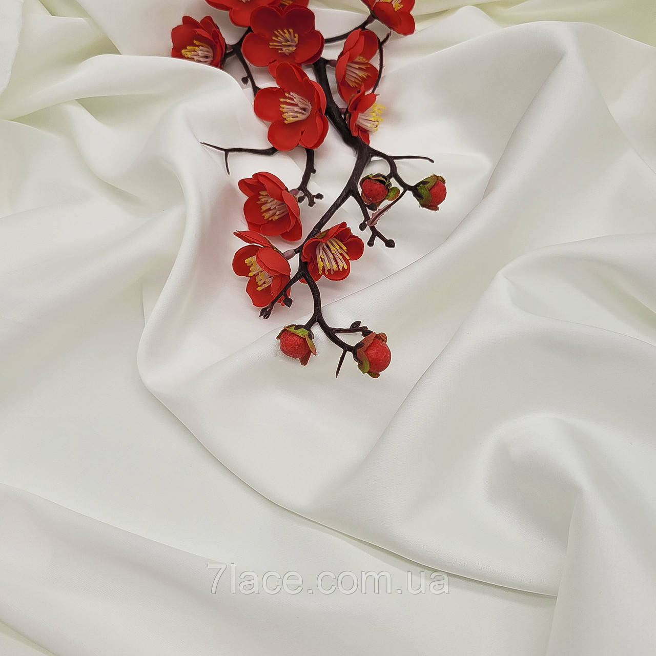 Тканина Шовк Армані / колір МОЛОЧНИЙ / ціна вказана за 0,5 метра, фото 1