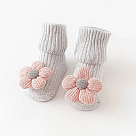 Набір дитячі бавовняні нарядні шкарпетки Mommy Bag 0-12 міс 1 пара №10 Квіточок (Сірі) в упаковці