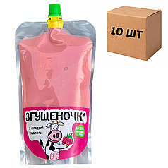 Ящик згущеного молока зі смаком малини в дой-паках 10 шт по 500 г.