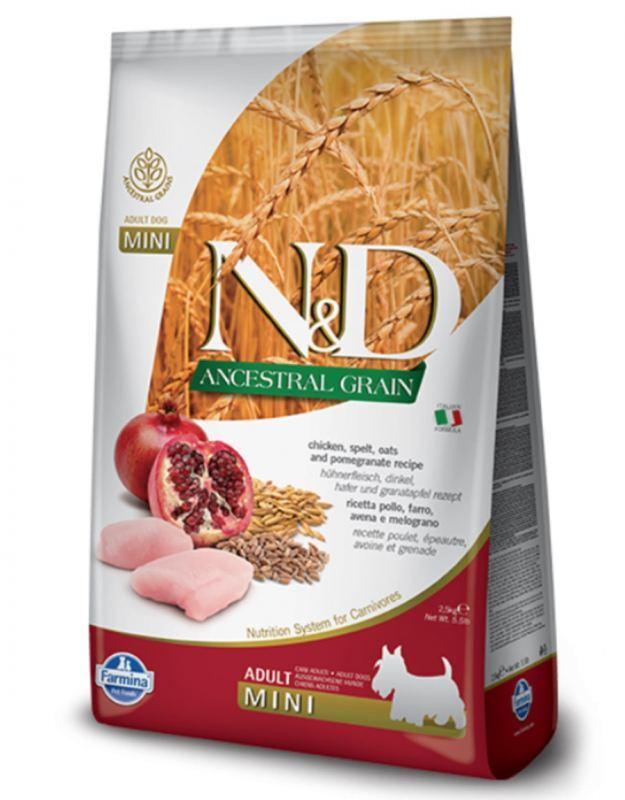 Farmina N&D LG Adult Mini Chicken Сухий корм для дорослих собак дрібних порід з куркою, низькозерновий 2,5кг