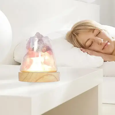 Яскрава соляна лампа Agata-101 із нічником. Сольова лампа 2-в-1 з гімалайської солі та аметисту
