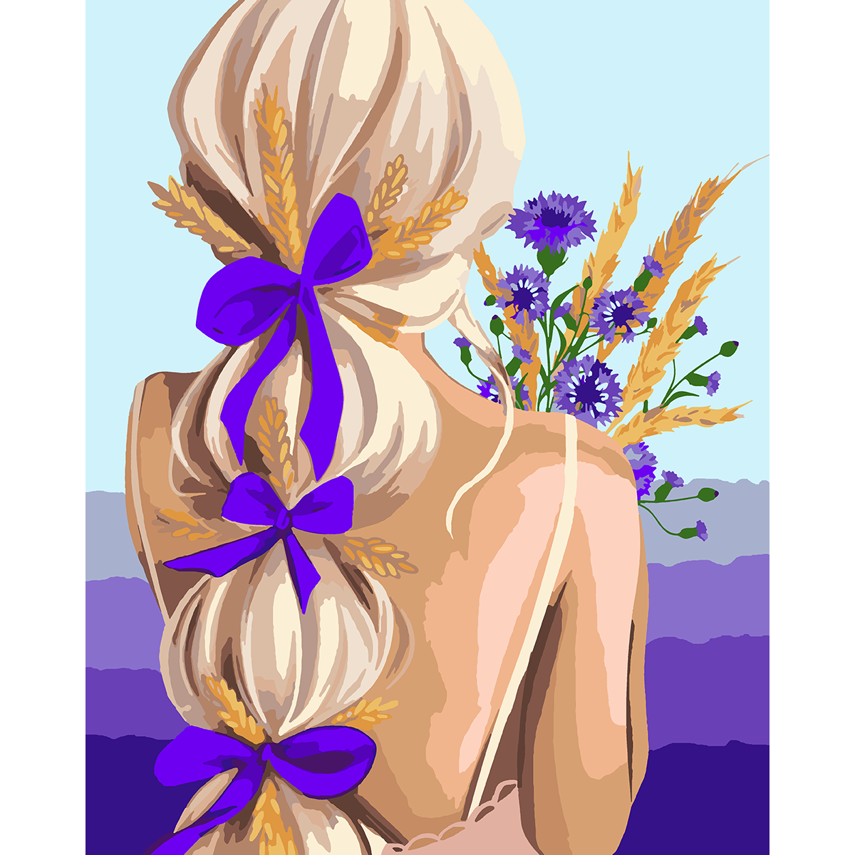 Картина за номерами SANTI "Дівчина з волошками" 40*50 см