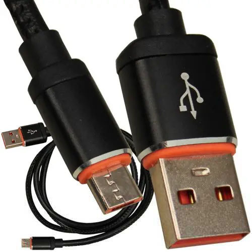 Шнур штекер USB А - штекер miсro USB (Samsung), кожанный, 1м, чёрный - фото 1 - id-p1065603718