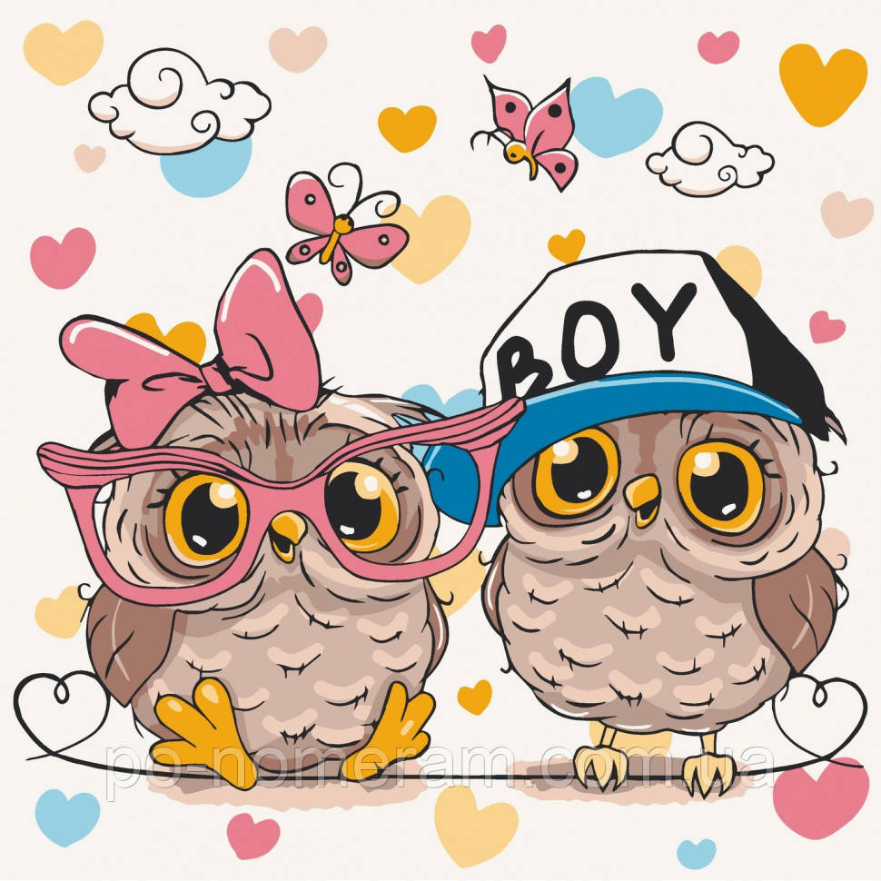 Акційна Малюнок по цифрам ArtCraft Пара совенят (ACR-15559-AC) 30 х 30 см, фото 1