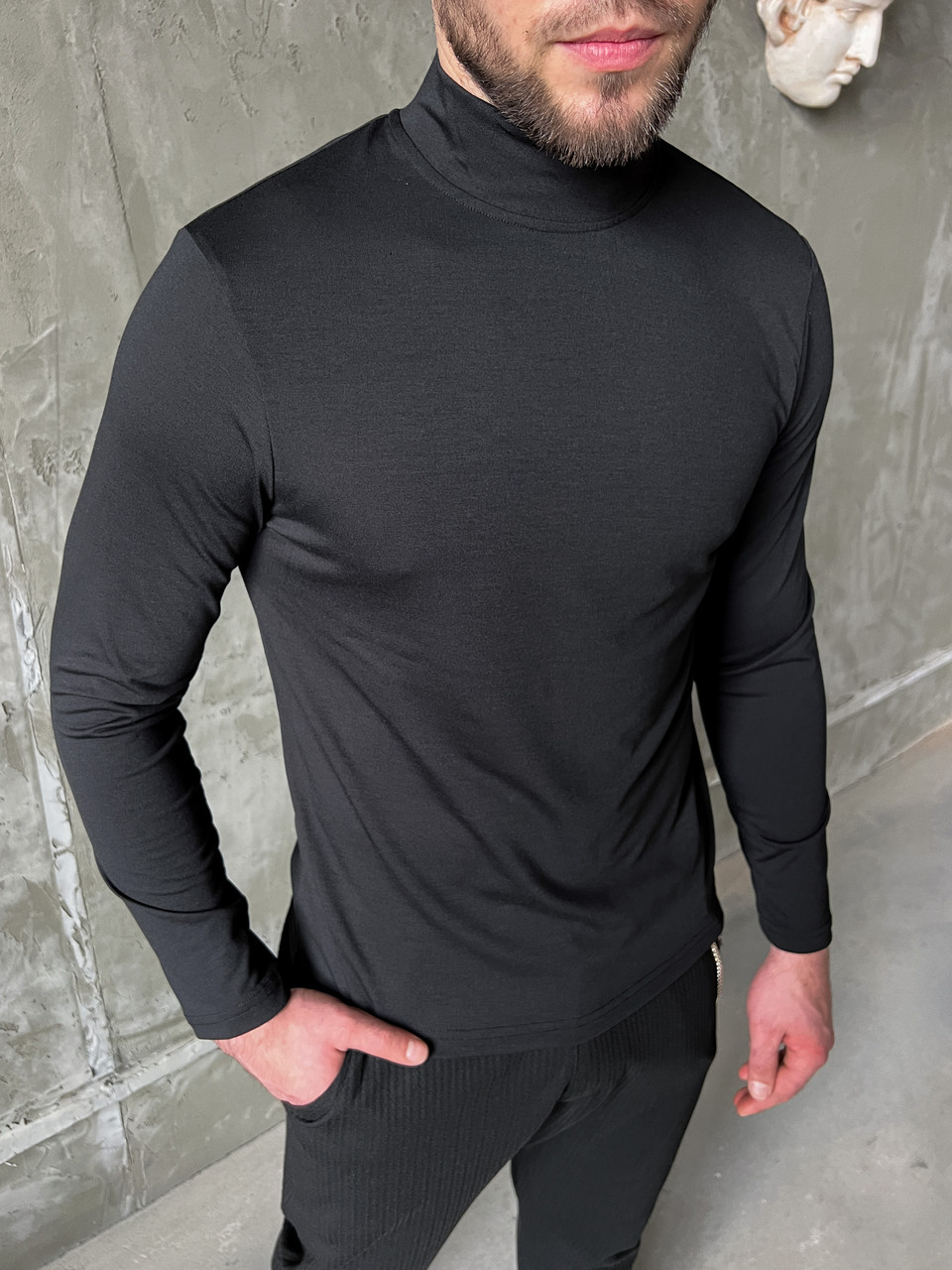 Гольф чоловічий чорний Фіджо, розмір S, M, L, XL, XXL, фото 1
