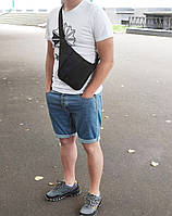 Мужская сумка слинг кобура из уплотненного текстиля, сумка мужская черная на плечо, текстиль Оксфорд 1000D