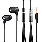 Навушники з мікрофоном D3, Чорні / Дротова гарнітура для телефону / Вакуумні навушники, фото 3