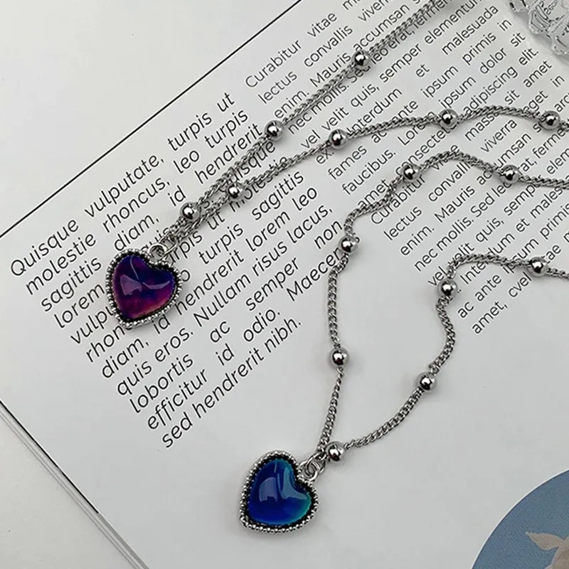 Купити Модна підвіска кулон із серцем змінює колір срібляста підвіска ...