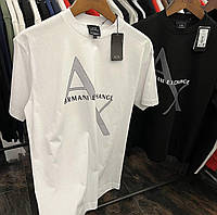 Футболка мужская Emporio Armani брендовая белый с принтом хлопковая стильная молодежная люкс Турция армани