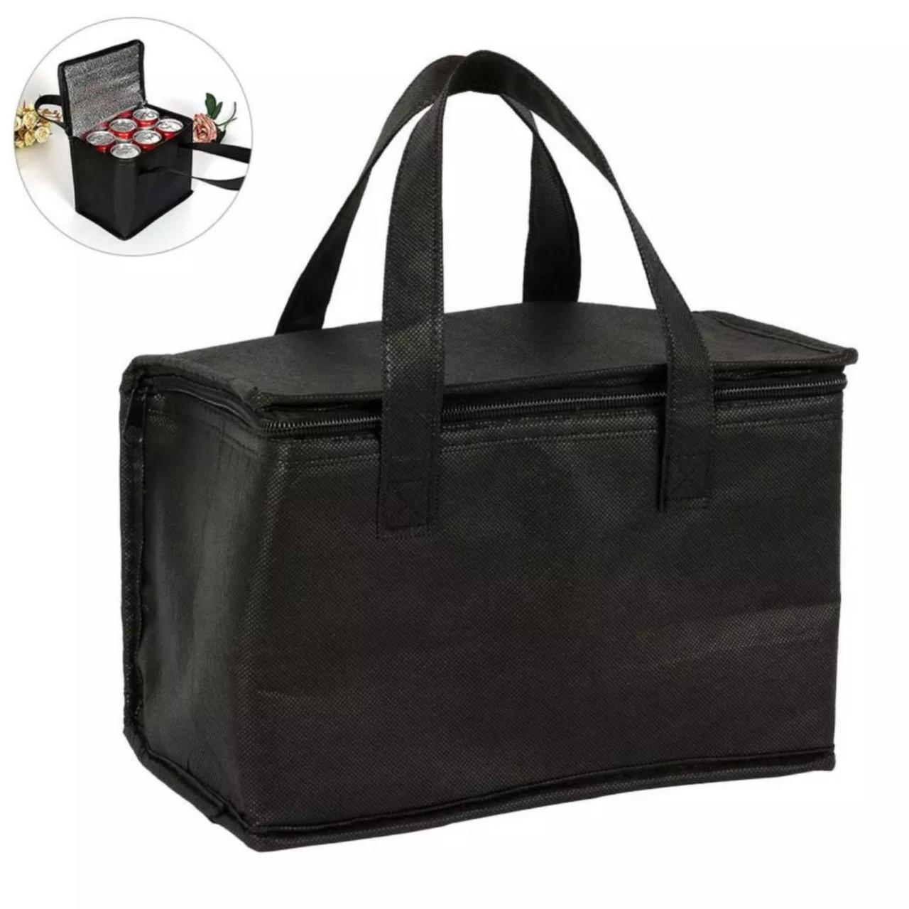 Невелика чорна термо сумка-холодильник для зберігання напоїв та продуктів на 5 літрів 9133, фото 1