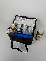 Невелика чорна термо сумка-холодильник для зберігання напоїв та продуктів на 5 літрів 9133, фото 10