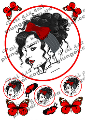 Картинка для кондитерских виробів Жіноча (На торт круг, прямокутник) (лист А4)