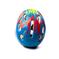 Шлем защитный детский для катания Profi MS0013 велосипедный шлем огненным рисунком, Синий