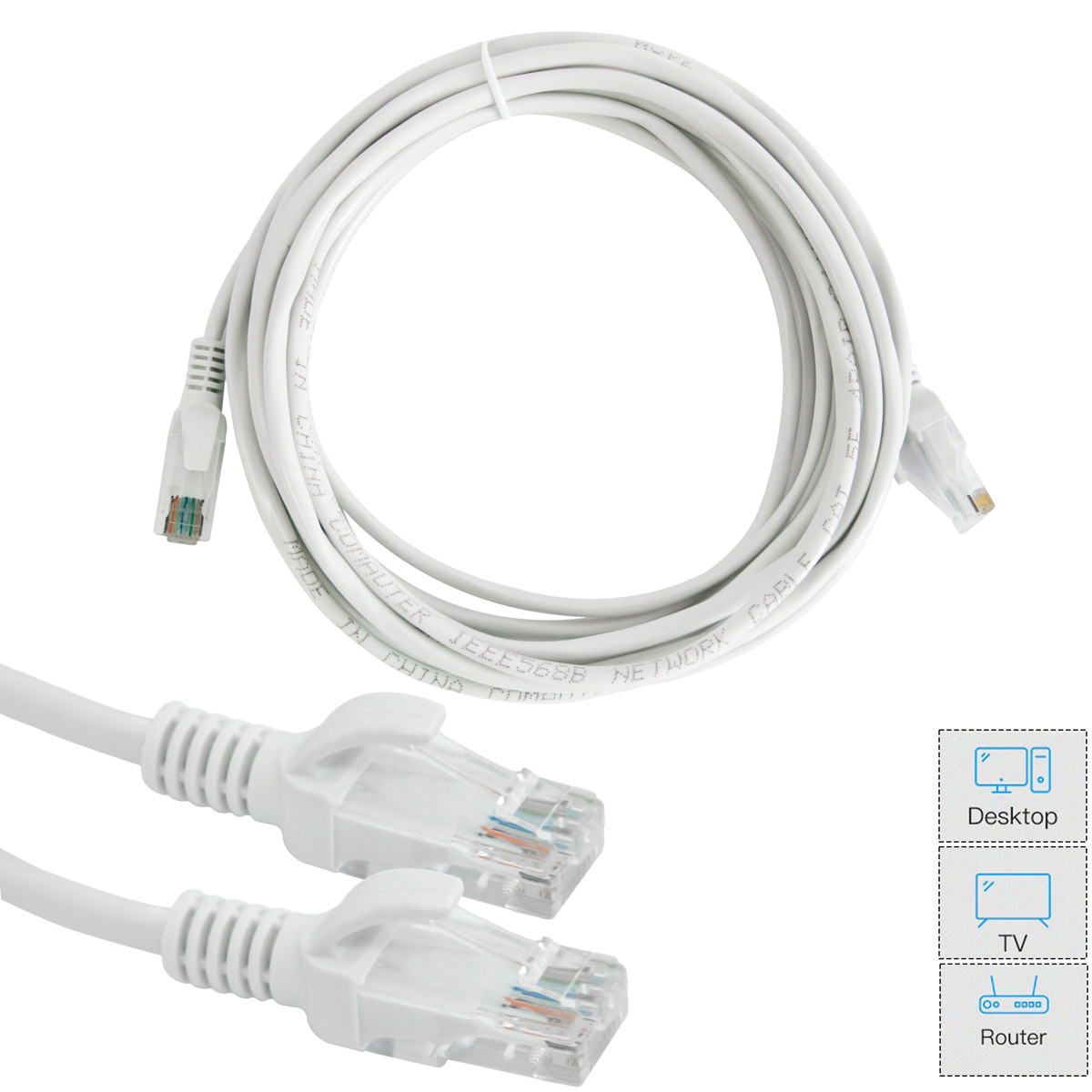 Кабель для інтернету Cat 5E "HX" Білий, патч корд 4.5м - LAN кабель до інтернету RJ45 (кабель для интернета)