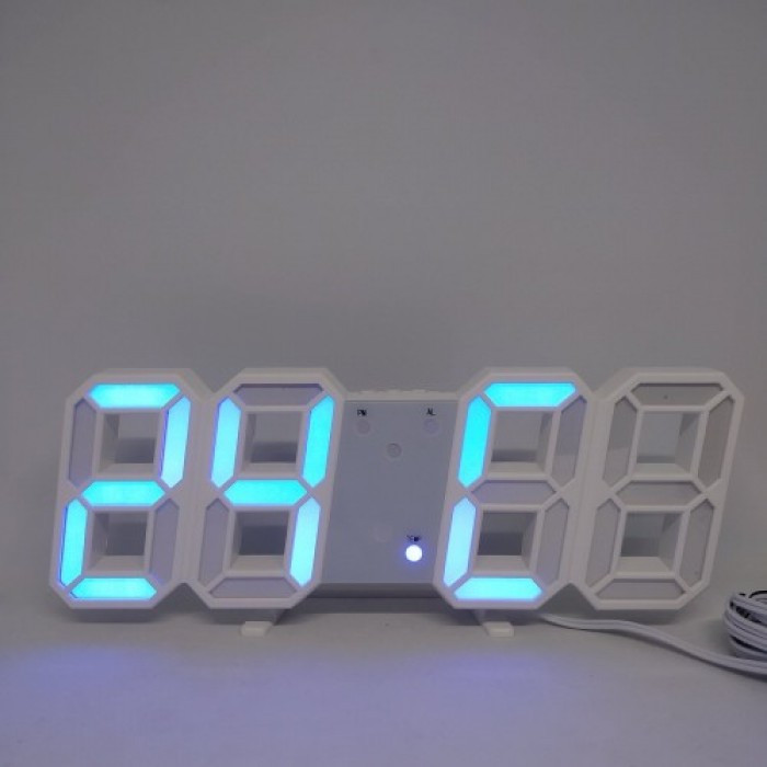 Электронные настольные LED часы с будильником и термометром LY 1089 белые (Синяя подсветка) - фото 3 - id-p1526580256