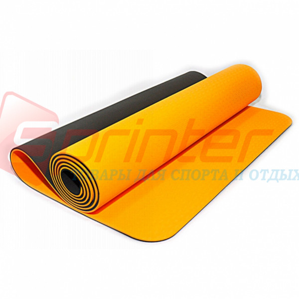 Килимок для фітнесу і йоги з малюнком.TPE-6S Ч+ОРН, фото 1
