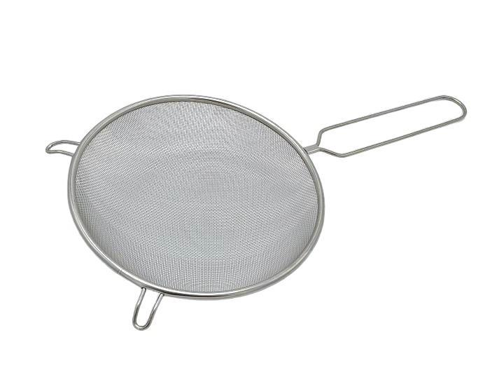 Сито друшляк з нержавійки кругле кухонне з ручкою і двома гачками L 39 cm D 20 cm