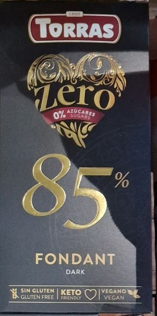 Шоколад Без цукру Torras Zero 85% чорний 100 г. Іспанія