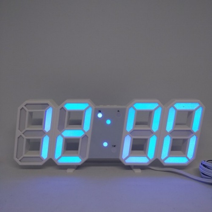 Электронные настольные LED часы WOW LY 1089 с будильник и термометр (синяя подсветка) Белые - фото 6 - id-p1830484180