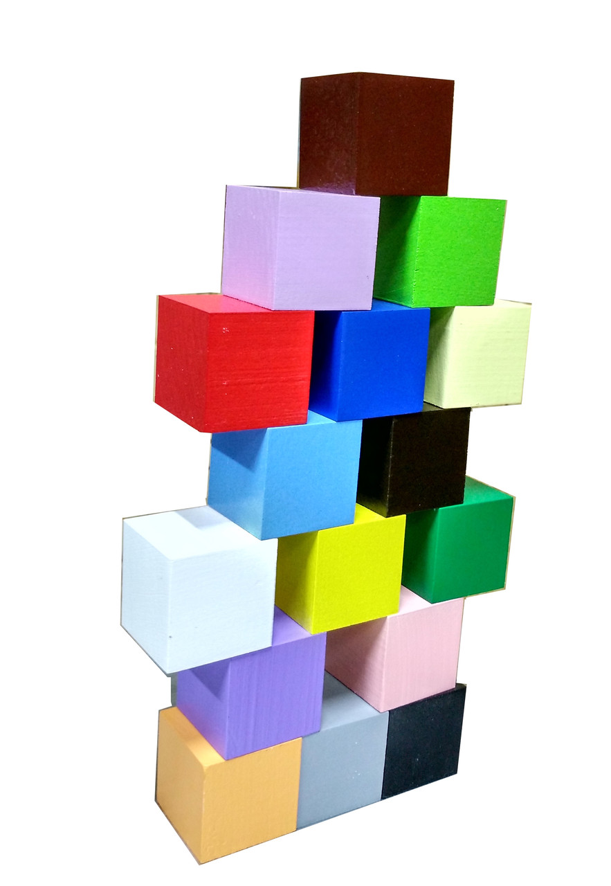 Кольорові кубики 16 шт. (Цветные кубики) кубик 4х4см, Методика Монтессори деревянные кубики - фото 2 - id-p1507953