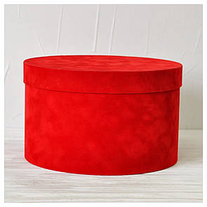 Оксамитова кругла коробка для квітів d = 25 h = 15 см