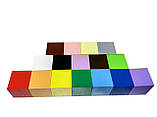 Кольорові кубики 16 шт. (Кольорові кубики) кубик 4х4 см, Методика Монтессорі дерев'яні кубики, фото 5