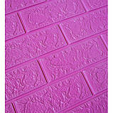 Самоклеюча декоративна 3D панель під рожеву рівну цеглу 700x770x4 мм, фото 2