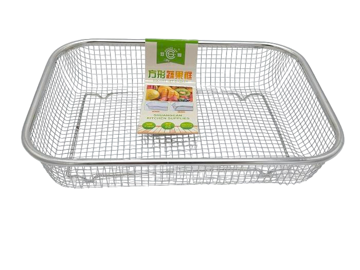 Сито прямокутне друшляк з нержавійки кухонне велика сітка на підставці 30 * 22 * 7 cm
