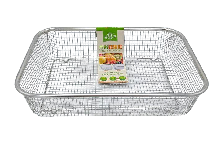 Сито прямокутне друшляк з нержавійки кухонне велика сітка на підставці 34 * 25 * 8 cm