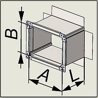 Врезка в воздуховод прямоугольного сечения из нержавеющей стали