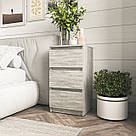 Прикроватна компактна тумбочка на 3 ящика без ручок Тумба маленька в спальню 40 см шириною Міні комод ДСП, фото 2
