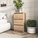Прикроватна компактна тумбочка на 3 ящика без ручок Тумба маленька в спальню 40 см шириною Міні комод ДСП, фото 3
