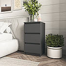 Прикроватна компактна тумбочка на 3 ящика без ручок Тумба маленька в спальню 40 см шириною Міні комод ДСП, фото 4