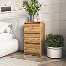 Прикроватна компактна тумбочка на 3 ящика без ручок Тумба маленька в спальню 40 см шириною Міні комод ДСП, фото 5