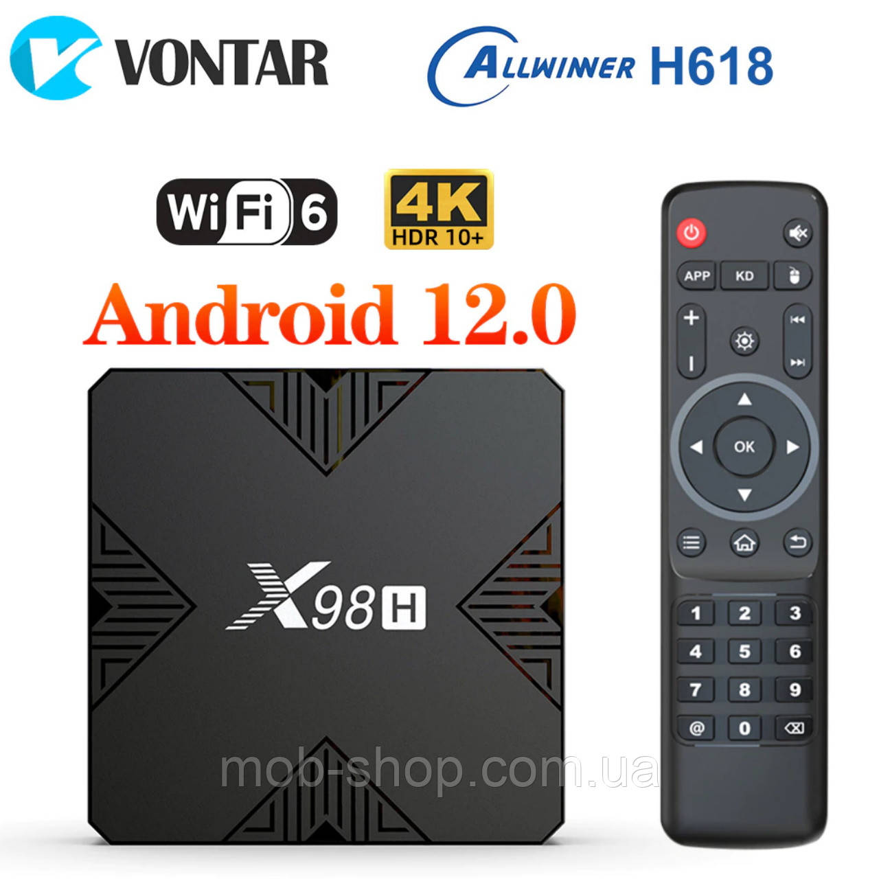 Смарт ТВ приставка VONTAR X98H 2/16Gb портативна Smart TV приставка до телевізора на Android 12.0
